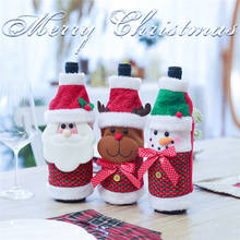 1 шт, рождественские красные чехлы для винных бутылок сумка лен праздничное Санта Клаус бутылки шампанского, винного стакана, подарки на Рождество, рождественские украшения для дома 2024 - купить недорого