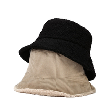 Gorro de pana para mujer, gorro de pescador de lana, protector solar, piel Artificial, felpa gruesa y cálida 2024 - compra barato