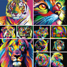 DIY 5D Diamond Painting Cross Stitch Mosaic Embroidery Decorative Painting Full Square Diamond Color Animal Tiger Lion Eagle Cat 2024 - buy cheap