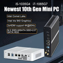 Eglobal-Mini PC de décima generación para Gamer, ordenador de escritorio Intel Core i7, 1065G7, i5, 1035G4, 2 ranuras de RAM DDR4, máx. 64GB de RAM, 2xhdmi2.0, 2xlan 2024 - compra barato