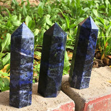 Natural blue sodalite quartz crystal wand point repair mineral stone home accessories 2024 - buy cheap