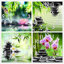 Full Diamond Painting Lotus Cross Stitch With Clock Mechanism Mosaic 5D  Diy Square Round Flower Red 3d Embroidery Gift HG402 2024 - buy cheap