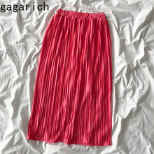 Gagarich Woman Skirt 2021 Spring Summer New Korean Ins Solid Versatile Elastic High Waist Mid-length A-line Female Pleated Skirt 2024 - buy cheap