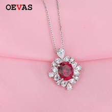 OEVAS 100% 925 Sterling Silver 8*10MM Garnet Sparkling High Carbon Diamond Pendant Necklace For Women Wedding Party Fine Jewelry 2024 - buy cheap