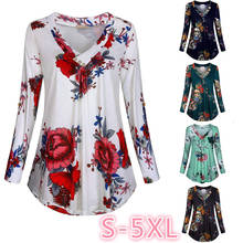 Plus Size Fashion Floral Blouse Shirt Loose Buttons V-Neck Tops Tee Casual Ladies Tops Female Women Long Sleeve Blusas Pullover 2024 - buy cheap