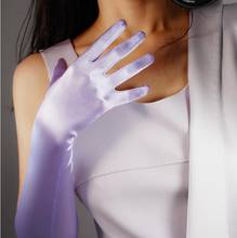 Женские Элегантные перламутровые эластичные Длинные легкие фиолетовые атласные перчатки женские пикантные солнцезащитные длинные перчатки для вождения R1821 2024 - купить недорого