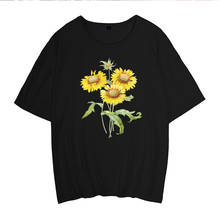 Sunflower Print T Shirt for Women Round Neck Short Sleeve T-shirt Plus Size Women Tshirt Women Shirts Cottagecore Aesthetics Tee 2024 - buy cheap