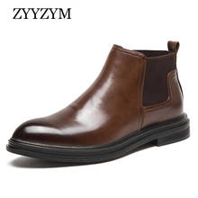 ZYYZYM Men Chelsea Boots 2021 Autumn Winter New Bootie Business Plush Keep Warm Ankle Short Boots for Men 2024 - buy cheap