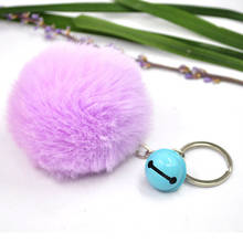 New fashion Imitation Rex Rabbit Bell Hair Ball Keychain Fur Ball Key Chain Pompom Key Chain Key Rings  Girl Women Bag  Jewelry 2024 - buy cheap