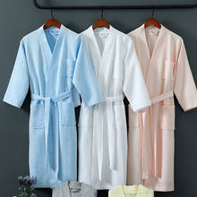 Bata de baño de algodón 100% para mujer y hombre, Kimono de talla grande, bata de baño para dama de honor de media pantorrilla, ropa de dormir para verano 2024 - compra barato