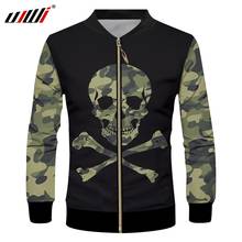 UJWI 3d Print Camouflage skull Jackets Coats Spring Fall Casual Jacket Hiphop Pocket Stand Collar Overcoat Sweatshirt Men's Cool 2024 - buy cheap