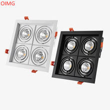 Luces LED empotradas cuadradas de 4 cabezales, lámpara de techo regulable, superbrillante, COB, 40W, 48W, decoración, AC85-265v 2024 - compra barato