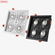 Luminária led quadrada embutida, dimerizável, super brilhante, 4 cabeças, cob 40w 48w, decoração de teto 2024 - compre barato