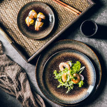 Prato de cerâmica estilo japonês ocidental, bandeja criativa para uso doméstico, bife, prato redondo e reto 2024 - compre barato