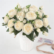 1PC Peonies Artificial Flowers Silk Peonies Bouquet 4 Bud Flowers Wedding Home Decor Peony Rose Fake Flowers Flores Artificiais 2024 - buy cheap