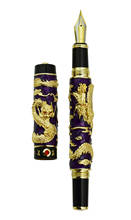 Jinhao-pluma estilográfica de dragón doble, Cloisonne púrpura, punta mediana de iridio, pluma de regalo de escritura avanzada artesanal para negocios y graduación 2024 - compra barato