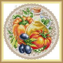 "Fruit Disc - Apple" Counted Cross Stitch Kit 14ct 11ct Printed Fabric Embroidery DIY Needlework 2024 - buy cheap