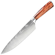8-дюймовый поварский Ножи Лазерная нарезка Ножи 3Cr13 Нержавеющая сталь нож для Разделки мяса Ножи овощерезка с изогнутым каучуковая рукоятка 2024 - купить недорого