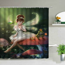 Fantasy Forest Shower Curtains 3D Cartoon Fairy Tale Elf Girl Frog Prince Mushroom Child Bathroom Decor Waterproof Cloth Curtain 2024 - buy cheap