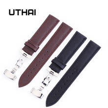 UTHAI B02 Watch Black Watchbands Leather Strap Watch Band 18mm 20mm 22mm Foldable Clasp Wristband Watch Accessories Wristbands 2024 - buy cheap