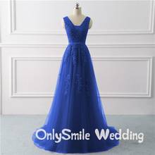 Royal blue Evening Dress plus size Long 2019 A Line Formal Party dresses appliques lace prom gown dress bridal Vestido De noiva 2024 - buy cheap