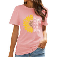Women Short Sleeve Sunflower Print Tee Round Neck Cotton T-Shirt Summer Tops Casual Korean Style Shirts Girls Clothing Tops D30 2024 - buy cheap