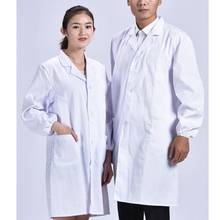 Women Men Unisex Long Sleeve White Lab Coat Notched Lapel Collar Button Down Medical Nurse Doctor Uniform Tunic Blouse 2024 - buy cheap