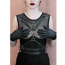 Cinto gótico feminino de couro pu, para ombro, frente cruzada, peito ajustável, cintura bondage, acessórios punk para fantasia 2024 - compre barato