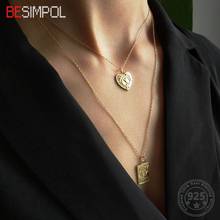 Besimpol Real 925 Sterling Silver Heart Necklace Western Style Geometric Pendant Necklace for Women Vintage Fine Jewelry Gift 2024 - buy cheap