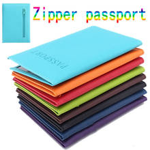 PU Leather Zipper Passport Back With Zipper Pocket Passport Holder Travel Solid Color Organizer Card Holder Passport Cover 2024 - buy cheap