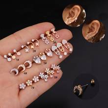 Creativity Moon Star Crystal Cartilage Earring Helix Piercing Conch Bar Studs Ear Stud Conch Helix Piercing Jewelry 2024 - buy cheap