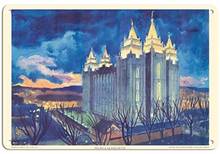 Templo Mormon-Salt Lake City, Utah - United Air Lines-póster de viaje de avión por Millard Sheets c.1952-letrero de Metal 2024 - compra barato