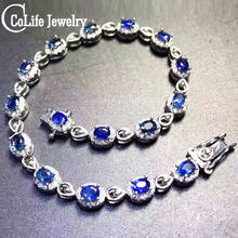 Luxurious Sri Lanka sapphire bracelet 16pcs natural cornflower blue sapphire silver bracelet solid 925 silver gemstone bracelet 2024 - buy cheap