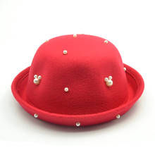 Mickey hats children Caps with winter spring kids boy girls hats caps Pearl Fashion Wool Felt Fedora Hat 2024 - buy cheap