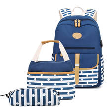 Women School Backpacks Anti Theft USB Charge Backpack Canvas Bagpack School Bags Teenage Girls Travel Bag 3pcs/set Mochilas 2024 - buy cheap