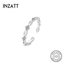 INZATT Real 925 Sterling Silver Zircon Adjustable Ring For Fashion Women Party Minimalist Fine Jewelry Cute Accessories 2020 2024 - buy cheap