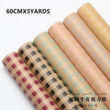 60CMX5YARDS Kraft Paper Gift Wrapping Papers Flower Wrapping Papers lattice Pattern Craft Paper Roll Party Home Xmas Gift Decor 2024 - buy cheap