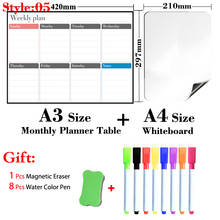 Planificador magnético semanal y mensual, tabla de calendario de tamaño A3 + tamaño A4, pizarra blanca de borrado en seco, pegatina de nevera, receta diaria 2024 - compra barato