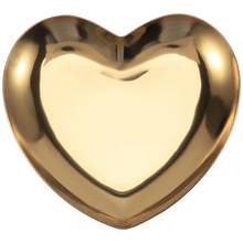 Plato para servir joyas en forma de corazón, bandeja de Metal, almacenamiento, bandeja de fruta, oro para el hogar, CNIM caliente 2024 - compra barato