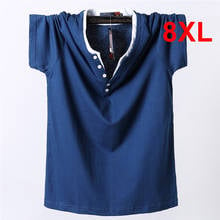 7XL 8XL Plus Size T-shirt Men 2021 Summer Short Sleeve Tshirt Cotton Casual Solid Color Button Tops Tees for Fat Male Big Size 2024 - buy cheap