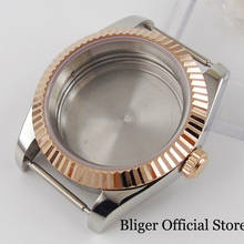 Capa de relógio em aço inoxidável de 39mm, caixa revestida em ouro rosé, com vidro de safira, ajuste para movimento miyota, eta 2836 2024 - compre barato