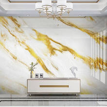 Papel de parede com pintura personalizada 3d, fundo de parede de mármore dourado em relevo para decoração de casa e sala de estar 2024 - compre barato