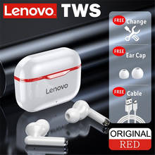 TWS наушники Lenovo LP1 Bluetooth 5,0 зарядка коробка беспроводной 9D стерео спортивные водонепроницаемые наушники гарнитуры с микрофоном Микрофон 2024 - купить недорого