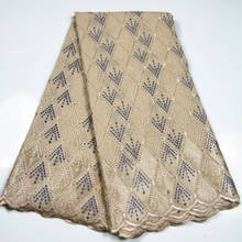Tela de encaje africano de gasa suiza para vestido, tejido de encaje suizo bordado, 5 yardas, nigeriano, LG183 2024 - compra barato