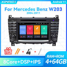 DSP 2 Din Android 11 автомобильный DVD мультимедиа для Mercedes/Benz W203 W219 A-Class A160 C-Class C200 CLK200 радио GPS Навигация стерео 2024 - купить недорого