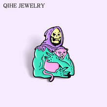 Skeletor and His Cat Enamel Pin Masters of the Universe Skull Fun Brooch Pin Wholesale Punk Gothic Jewelry Gift For Women Men 2024 - buy cheap