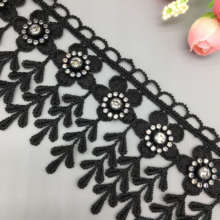 1 jarda 7cm preto 3d flor borla folha renda guarnição fita tecido bordado aplique costura artesanato vestido de casamento roupas 2024 - compre barato