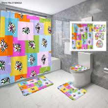 4 Piece Geometric Bathroom Curtain Luxury Nordic Decor Shower Curtain Toilet Cover Mat Non-Slip Bathroom Rug Set Bath Toilet Mat 2024 - buy cheap