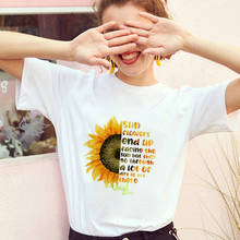 Showtly-Camiseta con estampado de girasoles para mujer, camiseta de manga corta con dibujo de girasoles, Tops Kawaii Harajuku, 2019 2024 - compra barato