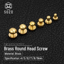 SOZO Pure Brass Round Head Screw Studs Brass Button Nail Rivet Leather craft Hardware DIY Accessories 4/5/6/7/8/9mm 2024 - buy cheap